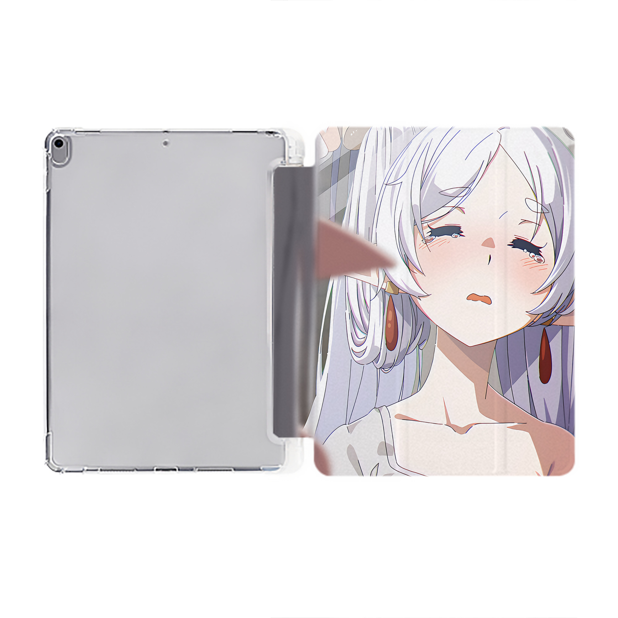 （画像用） 葬送のフリーレン Frieren IPad ケース ペン収納付き 三つ折りスタンド PUレザー×シリコン 対応機種9.5/10.5/10.9インチ